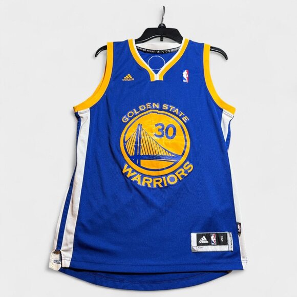 Golden State Warriors Stephen Curry #30 Adidas NBA Mens Jersey Blue/Yellow Size - Picture 5 of 11